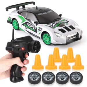 RC Drift Car 1/24 2.4GHz 4WD Remote Control Sport Racing On-Road Vehicle with LED Light, Batteries and Drift Tires