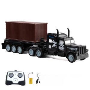 Trucks Diesel Remote Control Truck | 15 Kmph, 2.4Ghz | RC Truck with Container, Toy for Kids, RC Toy, 6x2 Wheel Configuration, Container Truck, Rechargeable Battery, Long Range Remote (Black)