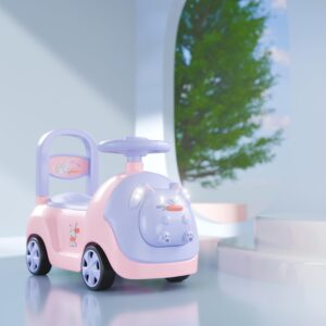 Kids Baby Bunny Swing Car for Kids Ride-On Magic Car with LED Lights & Music Push & Glide Toy for Toddlers with Backrest Seat & Big Wheel Push Car for Ages 1-3 Pink & Purple Up to 25 Kg